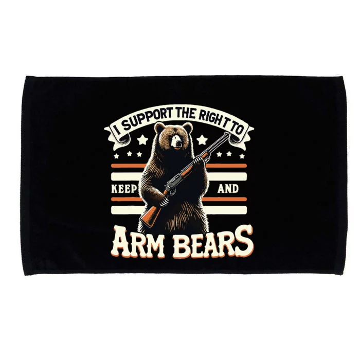 Support Right To Keep And Arm Bears Humorous Wildlife Rights Microfiber Hand Towel