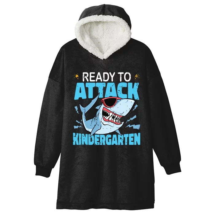 Shark Ready To Attack Kindergarten First Day Of School Hooded Wearable Blanket