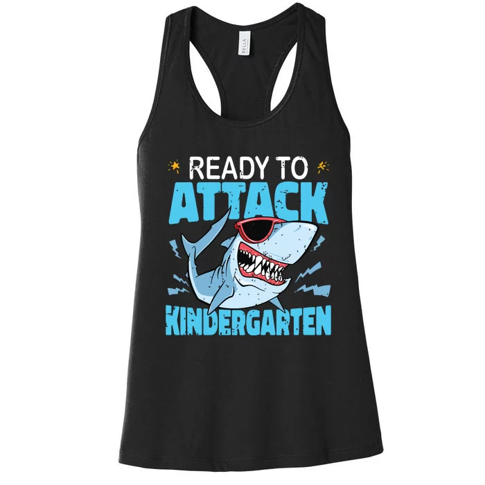 Shark Ready To Attack Kindergarten First Day Of School Women's Racerback Tank