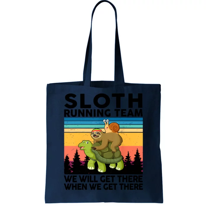 Sloth Running Team Women Men Gift Funny Running Tote Bag