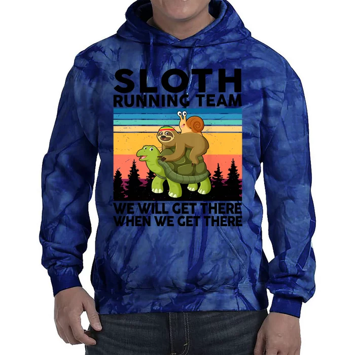 Sloth Running Team Women Men Gift Funny Running Tie Dye Hoodie