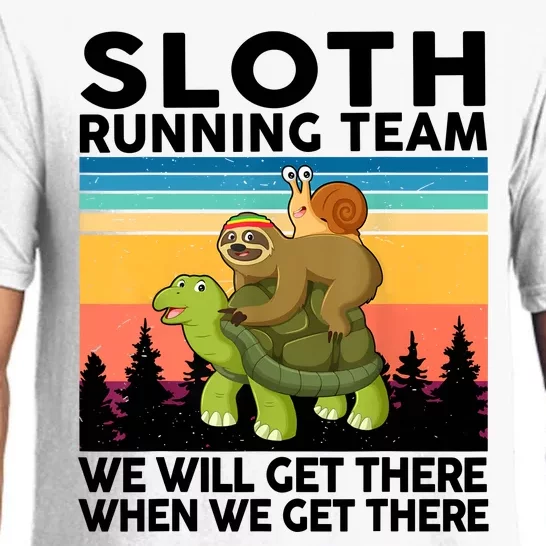 Sloth Running Team Women Men Gift Funny Running Pajama Set