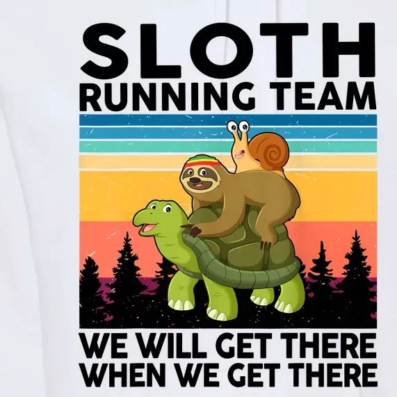 Sloth Running Team Women Men Gift Funny Running Premium Hoodie