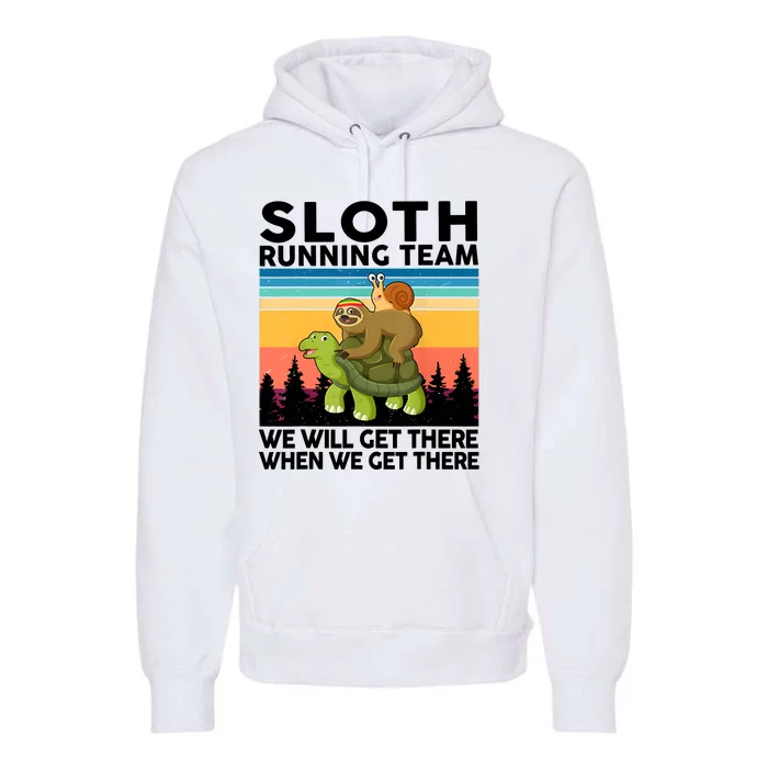 Sloth Running Team Women Men Gift Funny Running Premium Hoodie