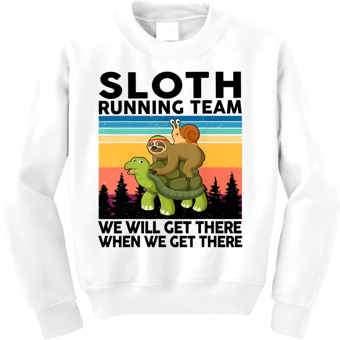 Sloth Running Team Women Men Gift Funny Running Kids Sweatshirt