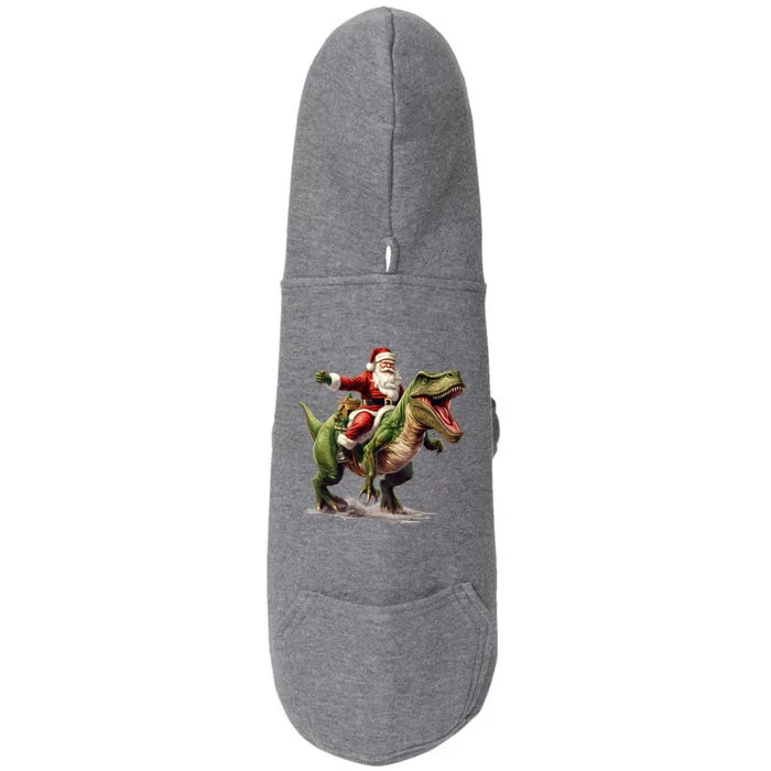 Santa Riding Trex Christmas Trex Funny Christmas Trex Gift Doggie 3-End Fleece Hoodie