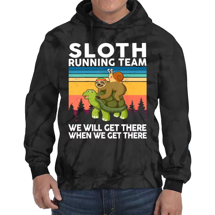 Sloth Running Team Women Men Gift Funny Running Tie Dye Hoodie