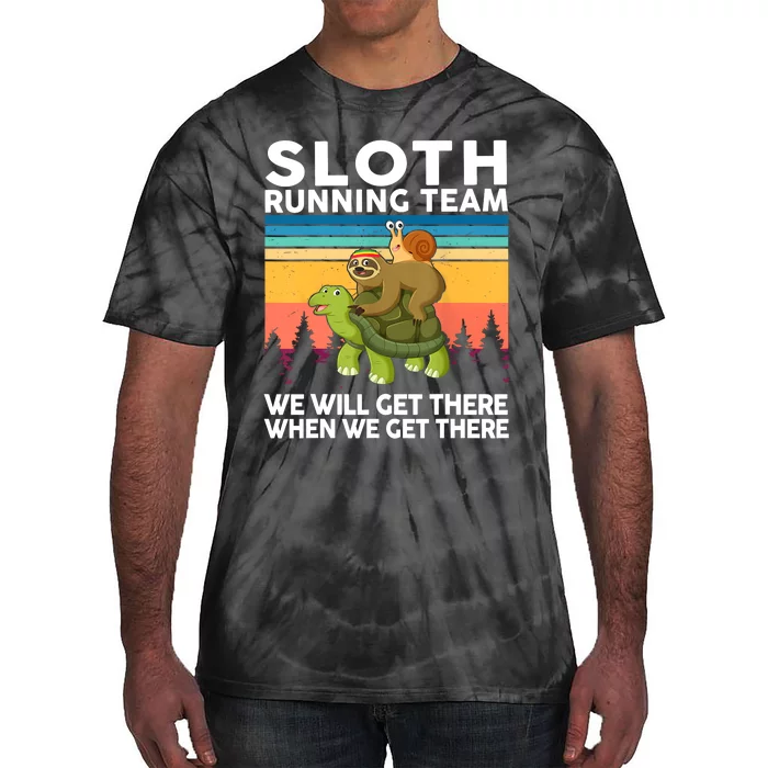 Sloth Running Team Women Men Gift Funny Running Tie-Dye T-Shirt