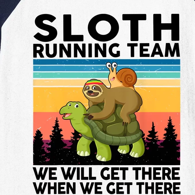 Sloth Running Team Women Men Gift Funny Running Baseball Sleeve Shirt