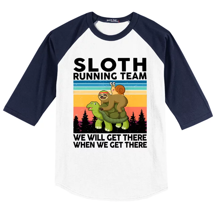 Sloth Running Team Women Men Gift Funny Running Baseball Sleeve Shirt