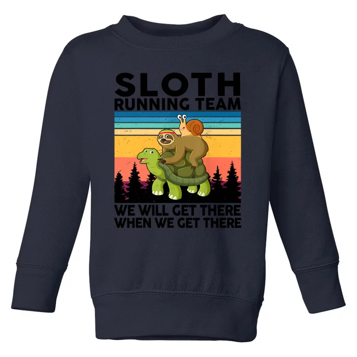 Sloth Running Team Women Men Gift Funny Running Toddler Sweatshirt