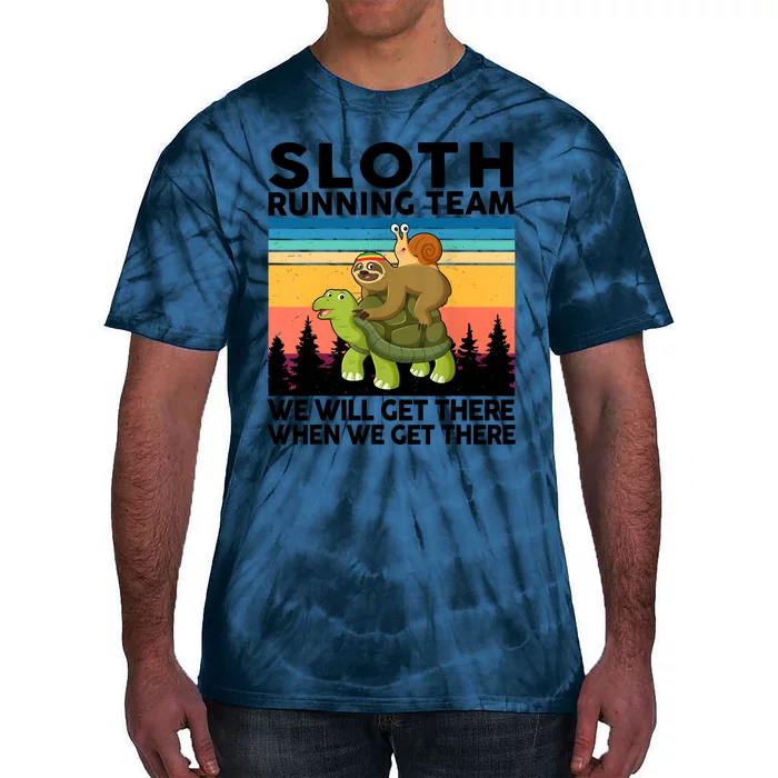 Sloth Running Team Women Men Gift Funny Running Tie-Dye T-Shirt