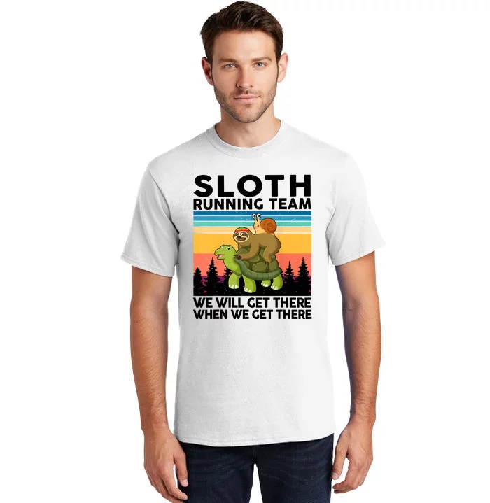 Sloth Running Team Women Men Gift Funny Running Tall T-Shirt