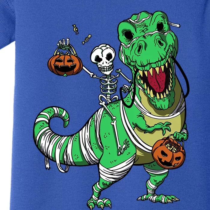 Skeleton Riding T Rex Dinosaur Halloween Funny Great Gift Baby Bodysuit