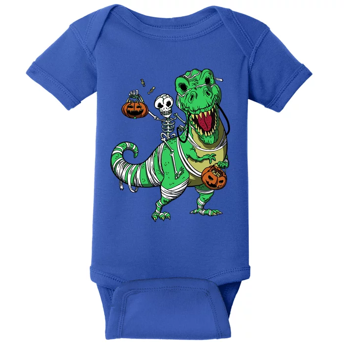 Skeleton Riding T Rex Dinosaur Halloween Funny Great Gift Baby Bodysuit