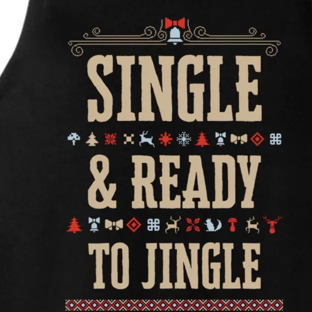 Single & Ready To Jingle Chrismas Ladies Tri-Blend Wicking Tank