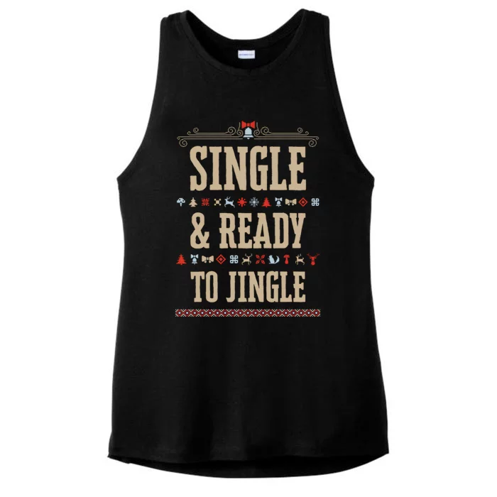 Single & Ready To Jingle Chrismas Ladies Tri-Blend Wicking Tank