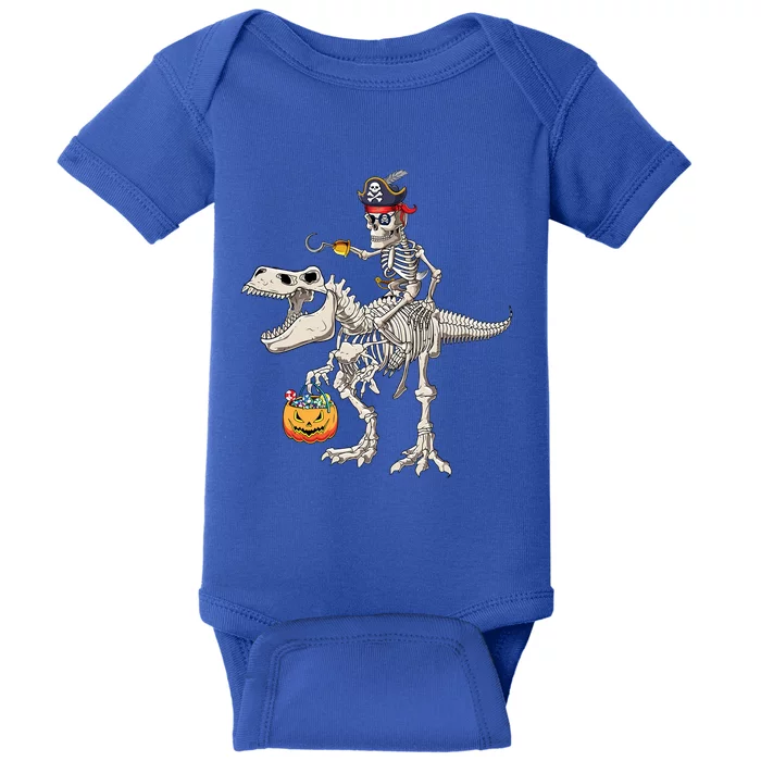 Skeleton Riding T Rex Dinosaur Cute Halloween Costume Gift Baby Bodysuit