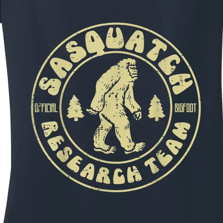 Sasquatch Research Team Funny Bigfoot Yeti Women's V-Neck T-Shirt