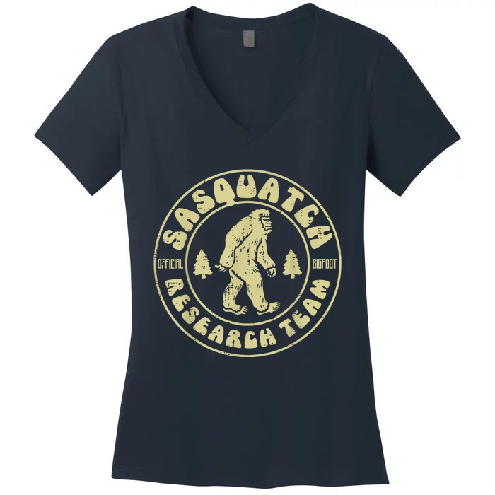 Sasquatch Research Team Funny Bigfoot Yeti Women's V-Neck T-Shirt