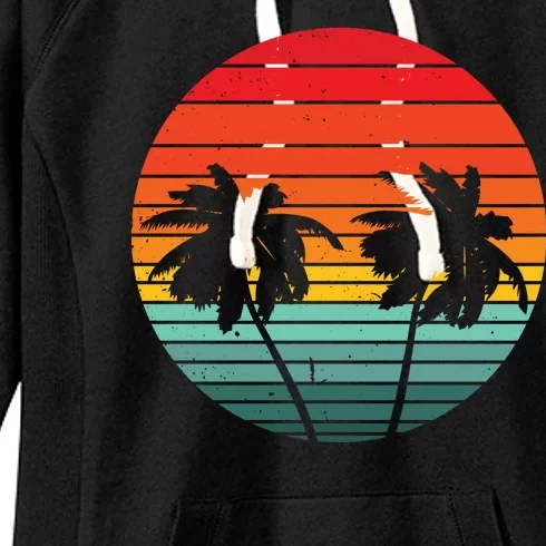 Summer Retro Tropical Sunset Women's Fleece Hoodie