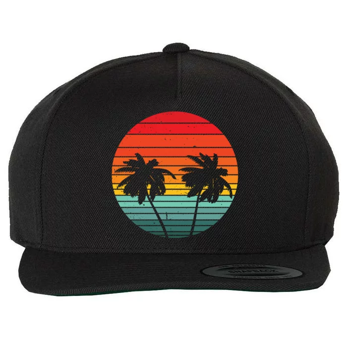 Summer Retro Tropical Sunset Wool Snapback Cap