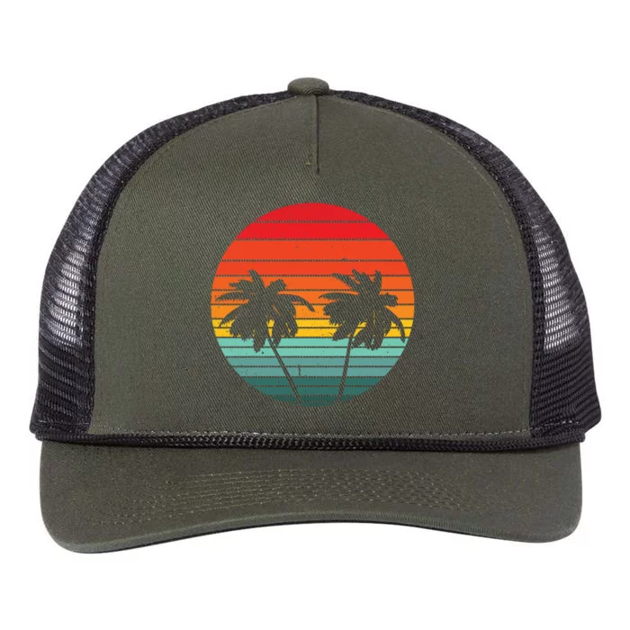 Summer Retro Tropical Sunset Retro Rope Trucker Hat Cap