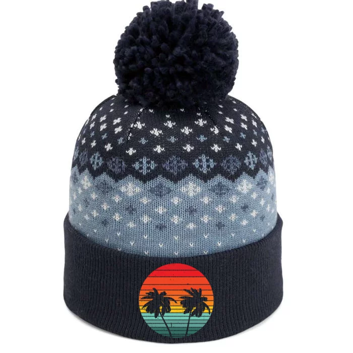 Summer Retro Tropical Sunset The Baniff Cuffed Pom Beanie