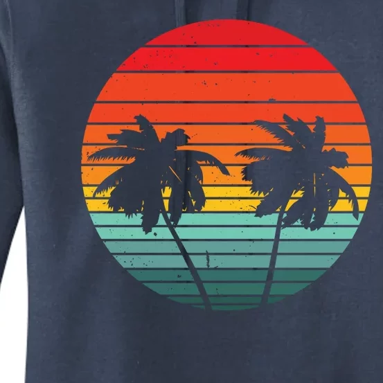 Summer Retro Tropical Sunset Women's Pullover Hoodie