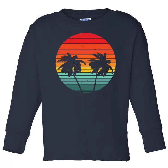 Summer Retro Tropical Sunset Toddler Long Sleeve Shirt