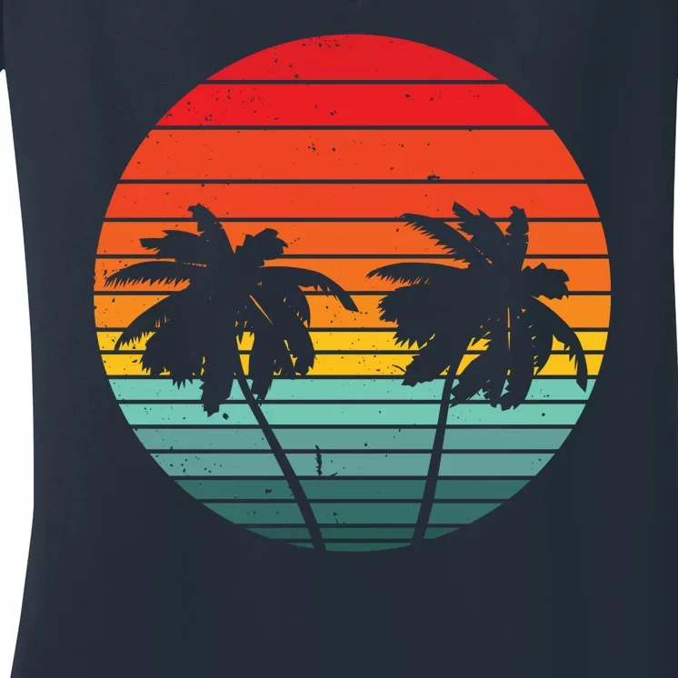 Summer Retro Tropical Sunset Women's V-Neck T-Shirt