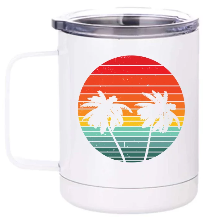 Summer Retro Tropical Sunset Front & Back 12oz Stainless Steel Tumbler Cup