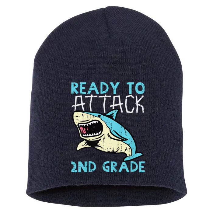 Shark Ready To Attack 2nd Grade Second First Day Of School Short Acrylic Beanie