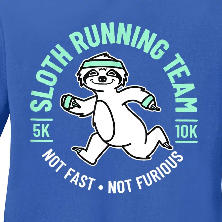 Sloth Running Team Not Fast Not Furious Ladies Long Sleeve Shirt