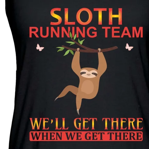 Sloth Running Team We'll Get There When We Get There Ladies Essential Flowy Tank