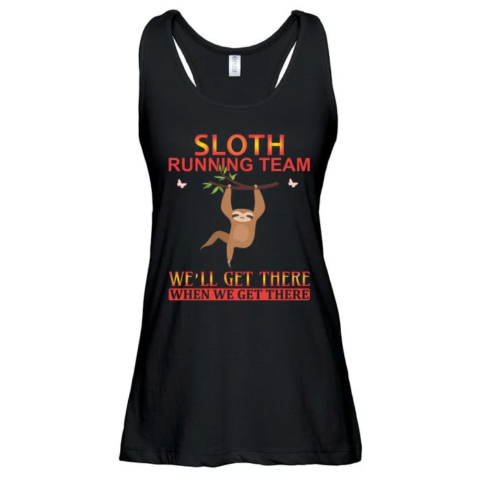 Sloth Running Team We'll Get There When We Get There Ladies Essential Flowy Tank