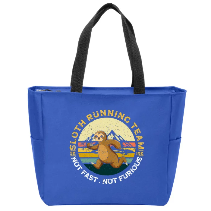 Sloth Running Team Not Fast Not Furious Gift Zip Tote Bag