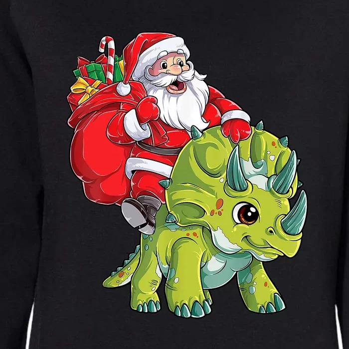 Santa Riding Triceratops Dinosaur Christmas Boys Xmas Squad Womens California Wash Sweatshirt