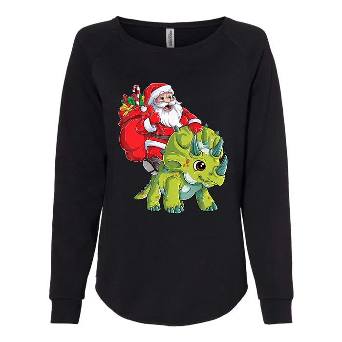 Santa Riding Triceratops Dinosaur Christmas Boys Xmas Squad Womens California Wash Sweatshirt