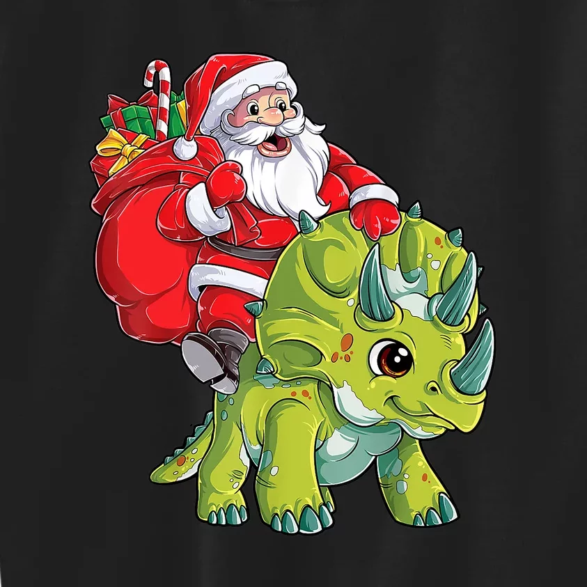 Santa Riding Triceratops Dinosaur Christmas Boys Xmas Squad Kids Sweatshirt