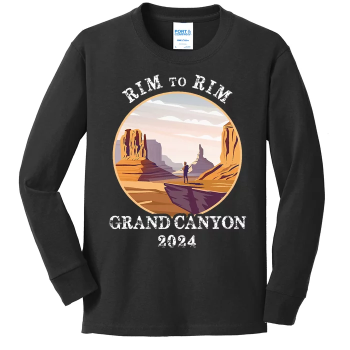 South Rim To North Rim Grand Canyon National Park Hiking Kids Long Sleeve Shirt