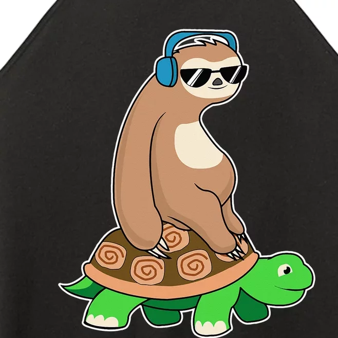 Sloth Riding Turtle Lazy Sloth Gift Women’s Perfect Tri Rocker Tank