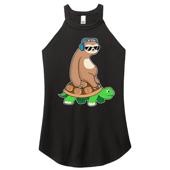 Sloth Riding Turtle Lazy Sloth Gift Women’s Perfect Tri Rocker Tank