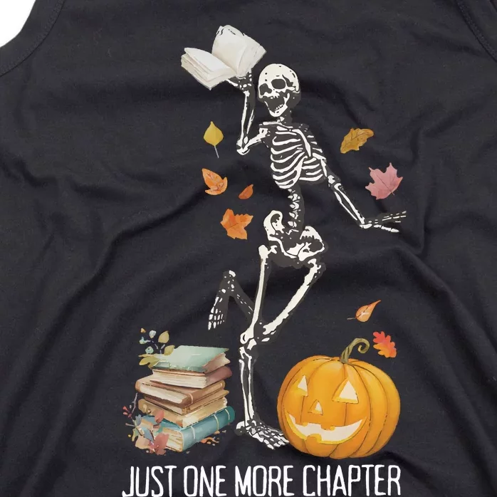 Skeleton Reading Teacher Halloween Librarian Tank Top