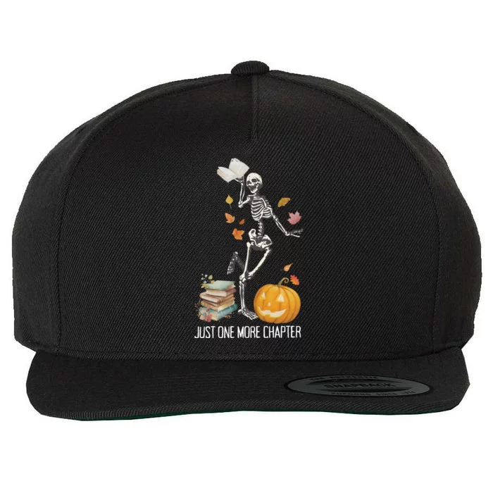 Skeleton Reading Teacher Halloween Librarian Wool Snapback Cap