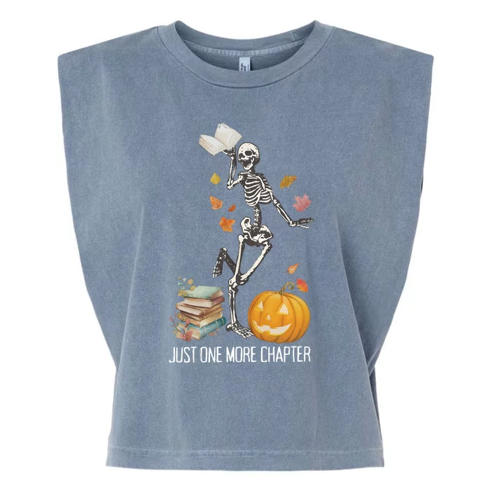 Skeleton Reading Teacher Halloween Librarian Garment-Dyed Women's Muscle Tee