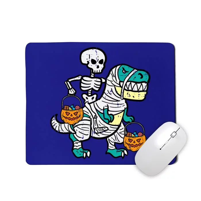 Skeleton Riding Trex Dino Halloween Boy Mousepad