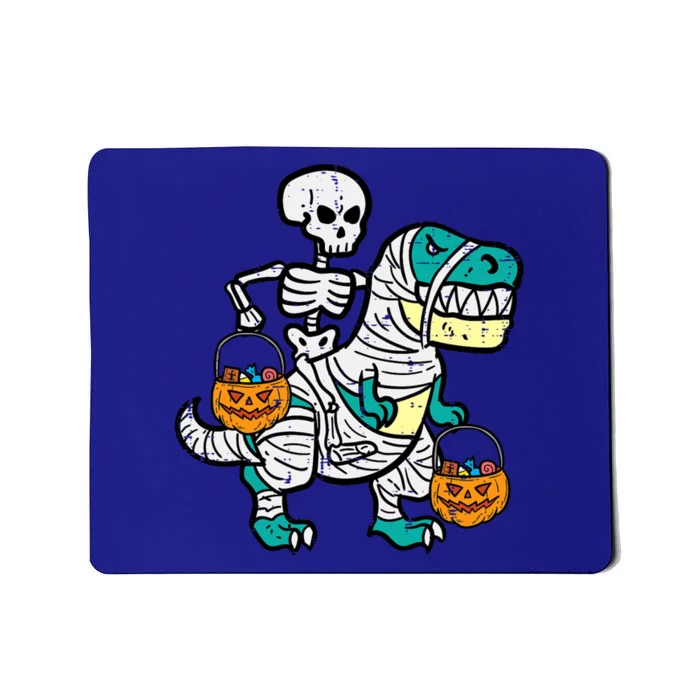 Skeleton Riding Trex Dino Halloween Boy Mousepad