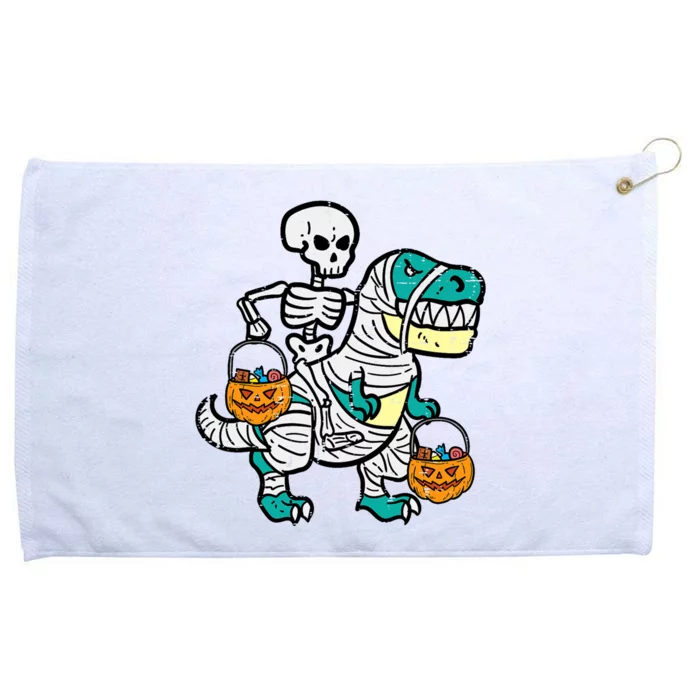 Skeleton Riding Trex Dino Halloween Boy Grommeted Golf Towel