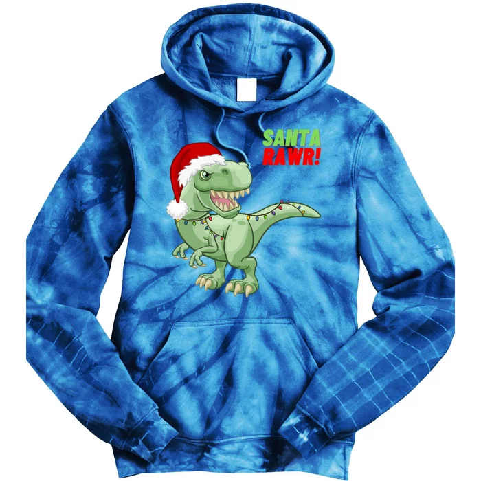 Santa Rawr! Tee Fa Ra Rawr Dinosaur Tgiftrex Christmas Gift Tie Dye Hoodie